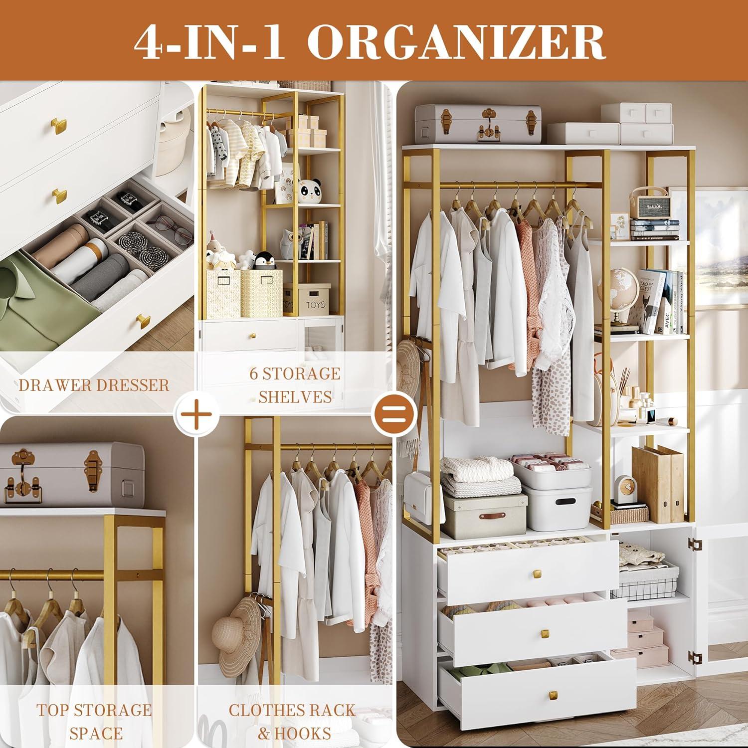 How We Transformed Our Space⁣ with a Stylish White & Gold Closet Organizer