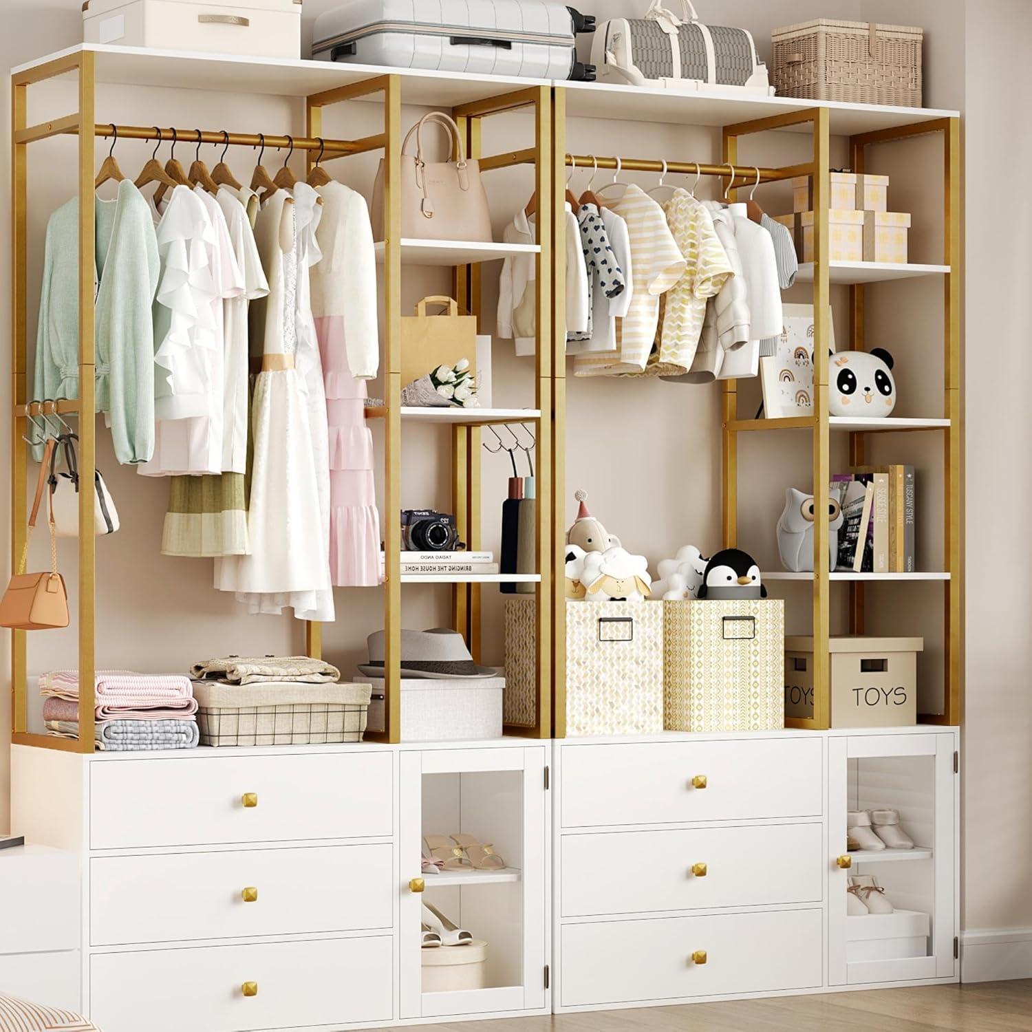 How We Transformed Our Space With A Stylish White Gold Closet Organizer
