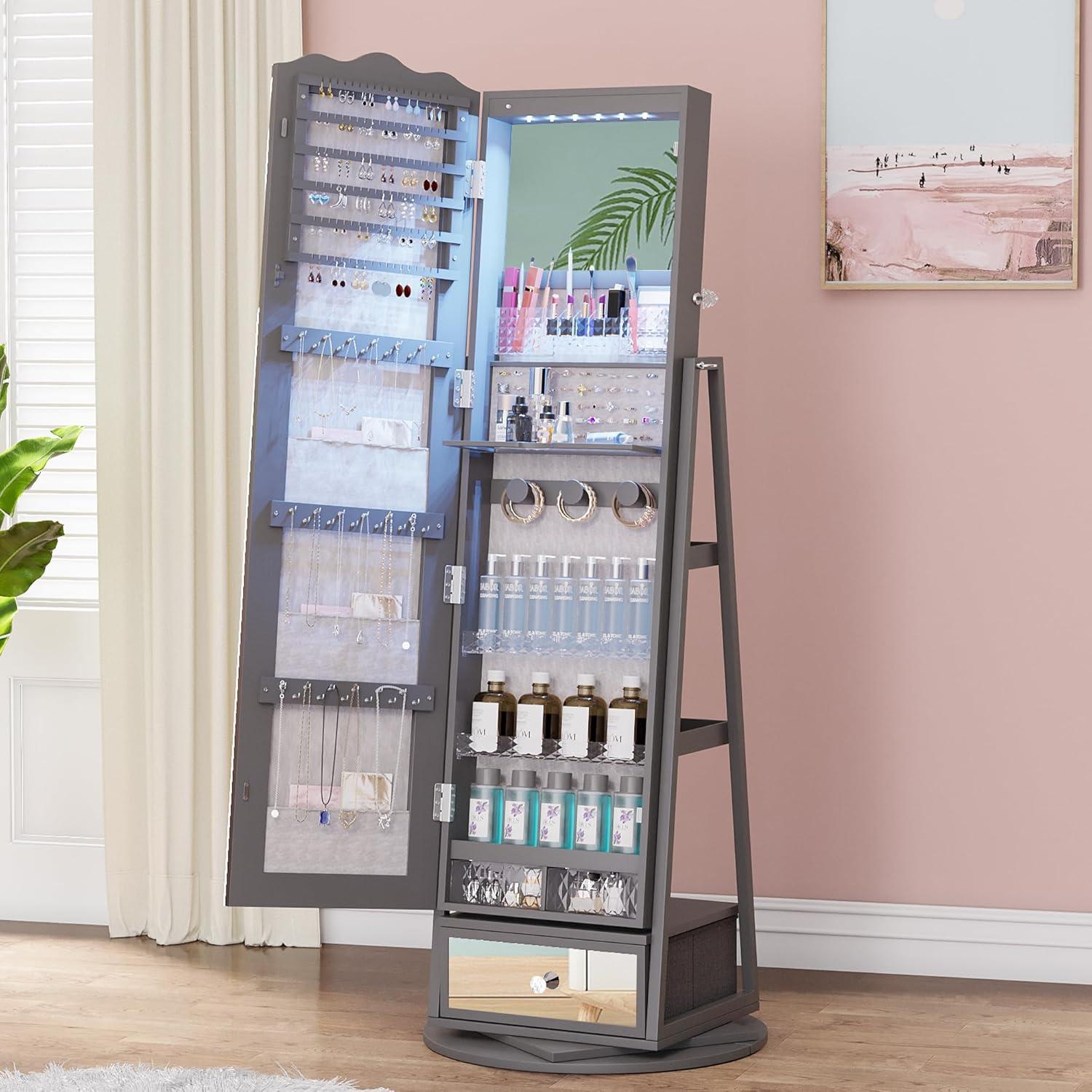 Lvifur⁢ 360° Rotating Jewelry⁢ Armoire Review: Storage, Style & Function explored