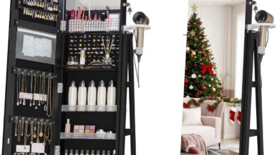 Lvsomt 360 Swivel Jewelry Mirror Cabinet As You Get Ready