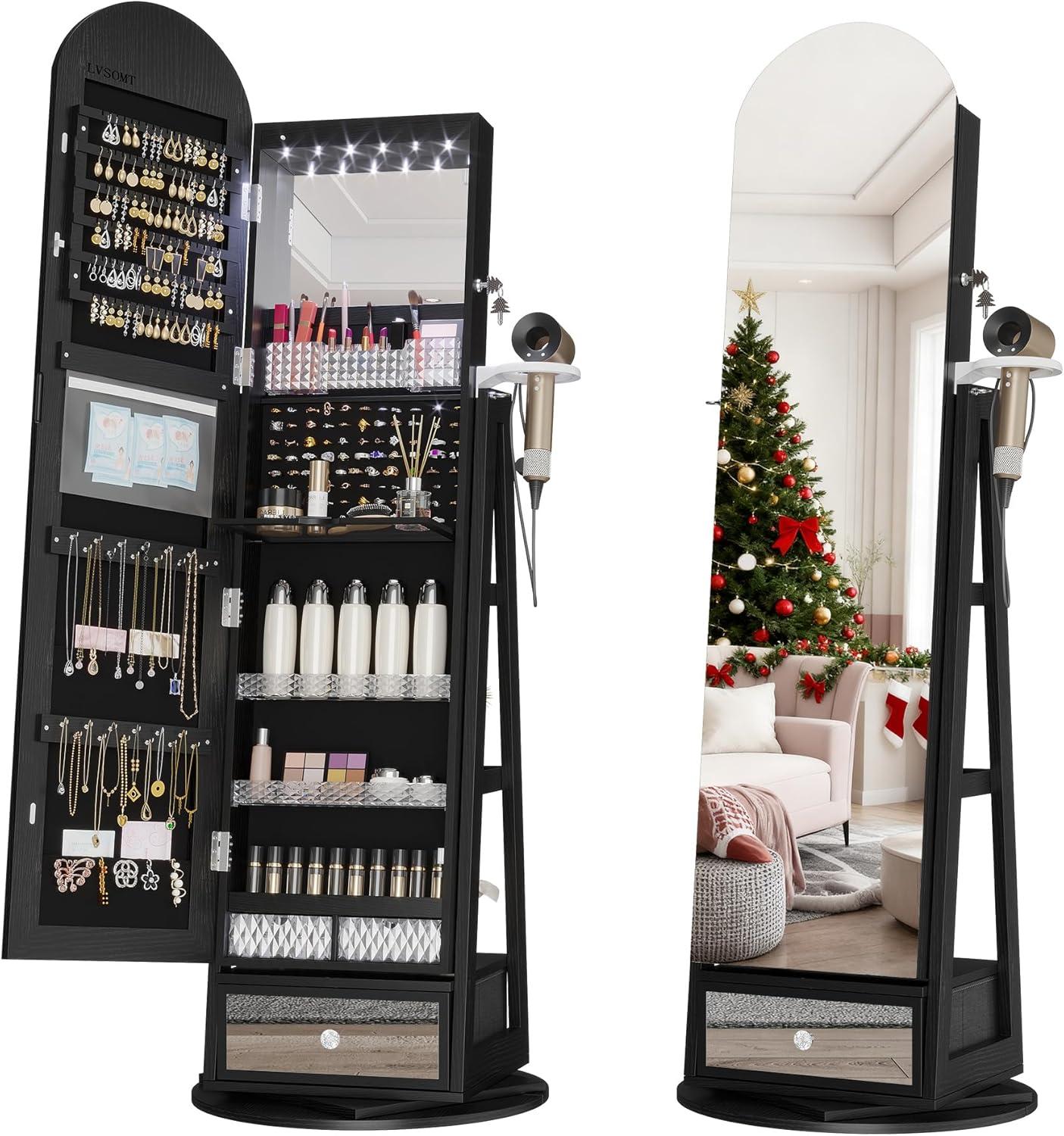 Lvsomt 360 Swivel Jewelry Mirror Cabinet As You Get Ready