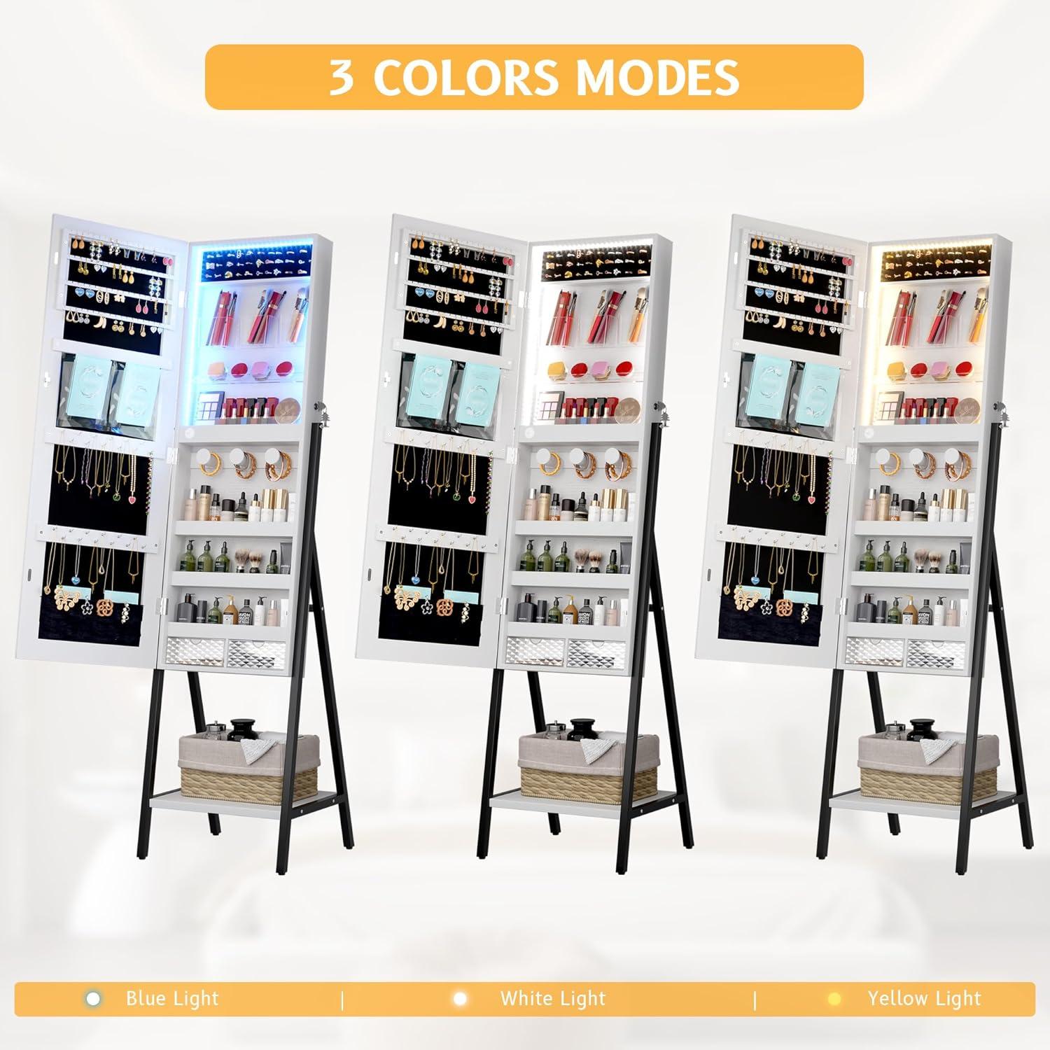 LVSOMT Jewelry Cabinet & Mirror: Stylish Storage with Mixed Reviews