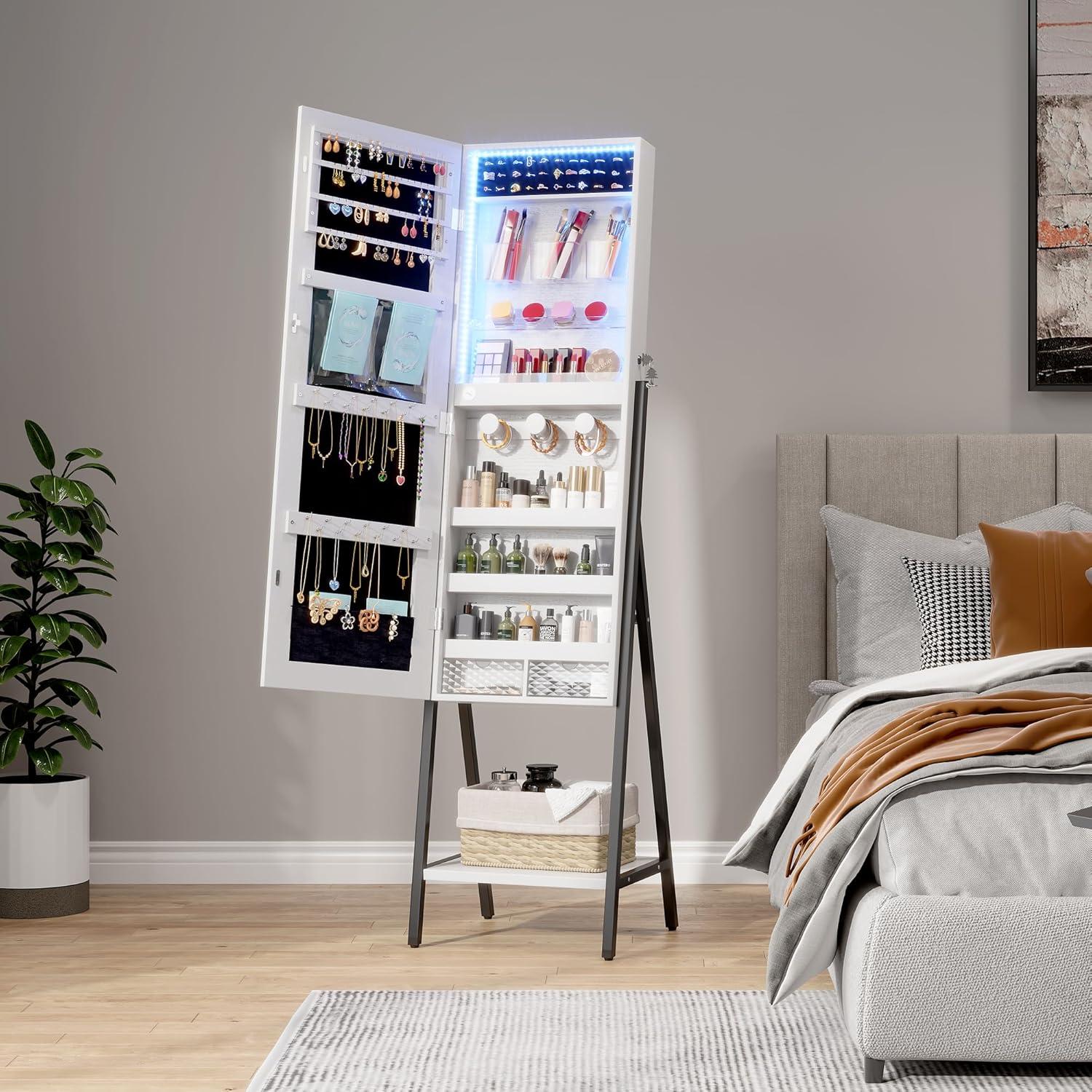 LVSOMT Jewelry Cabinet & Mirror: Stylish Storage with Mixed Reviews