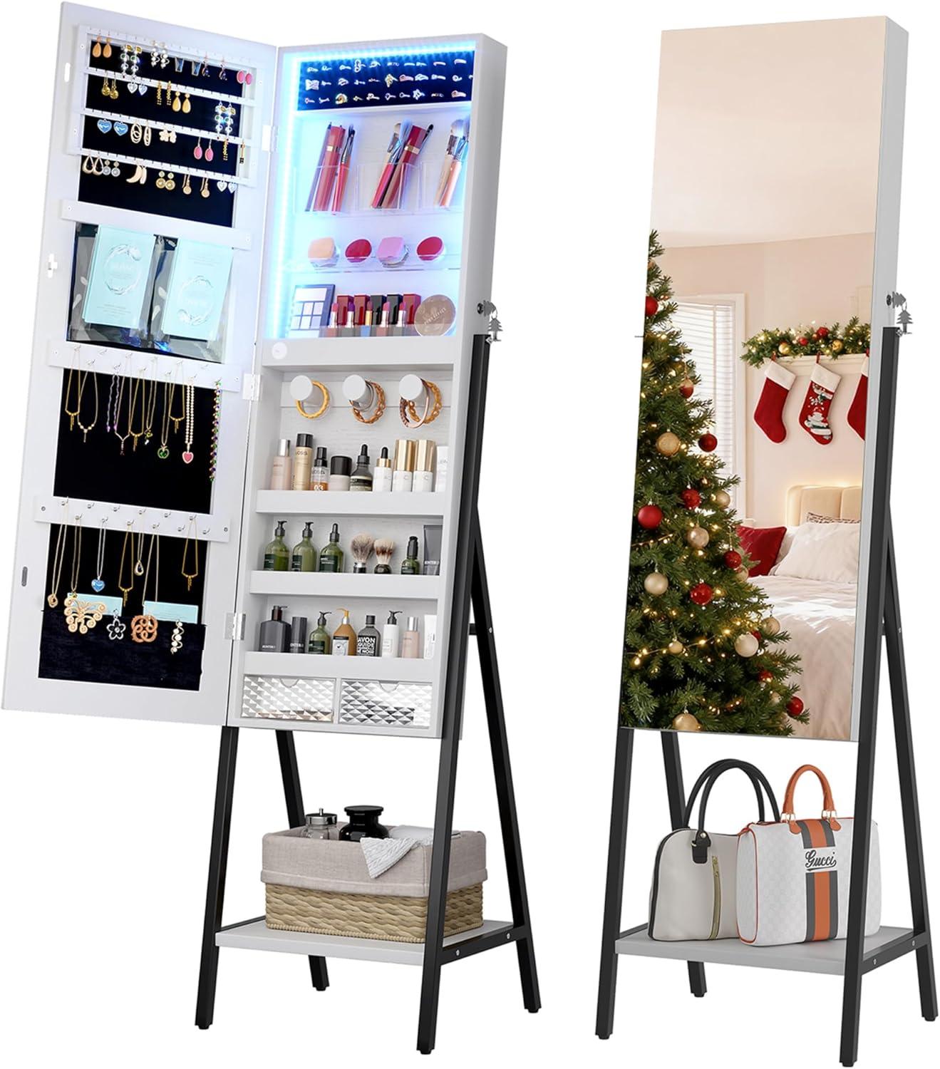 LVSOMT Jewelry Cabinet & Mirror: Stylish Storage with Mixed Reviews