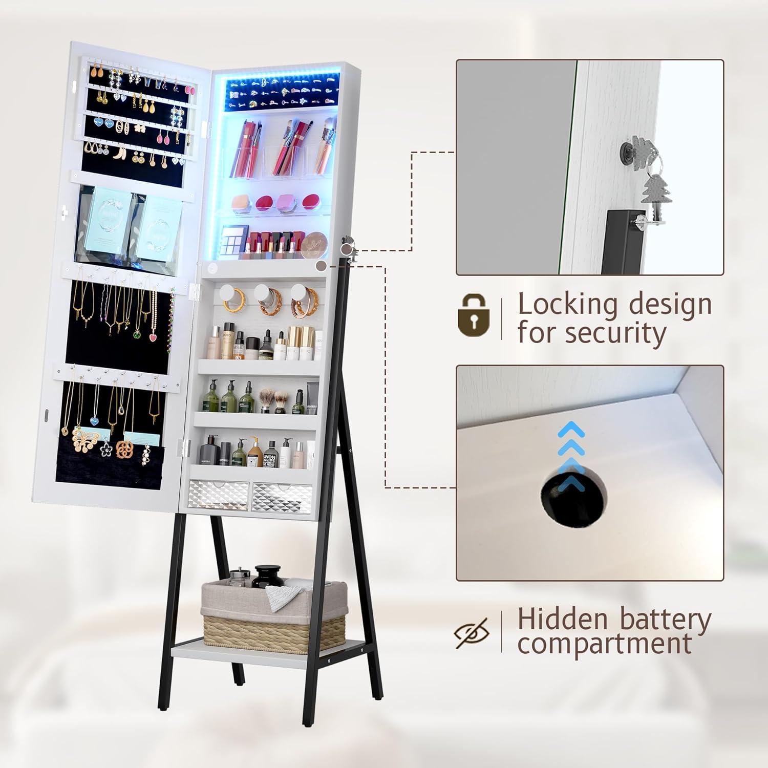 LVSOMT Jewelry Cabinet & mirror: Stylish storage with Mixed Reviews