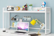 Maximize Desk Space With A Stylish Wood And Metal Bookshelf Organizer