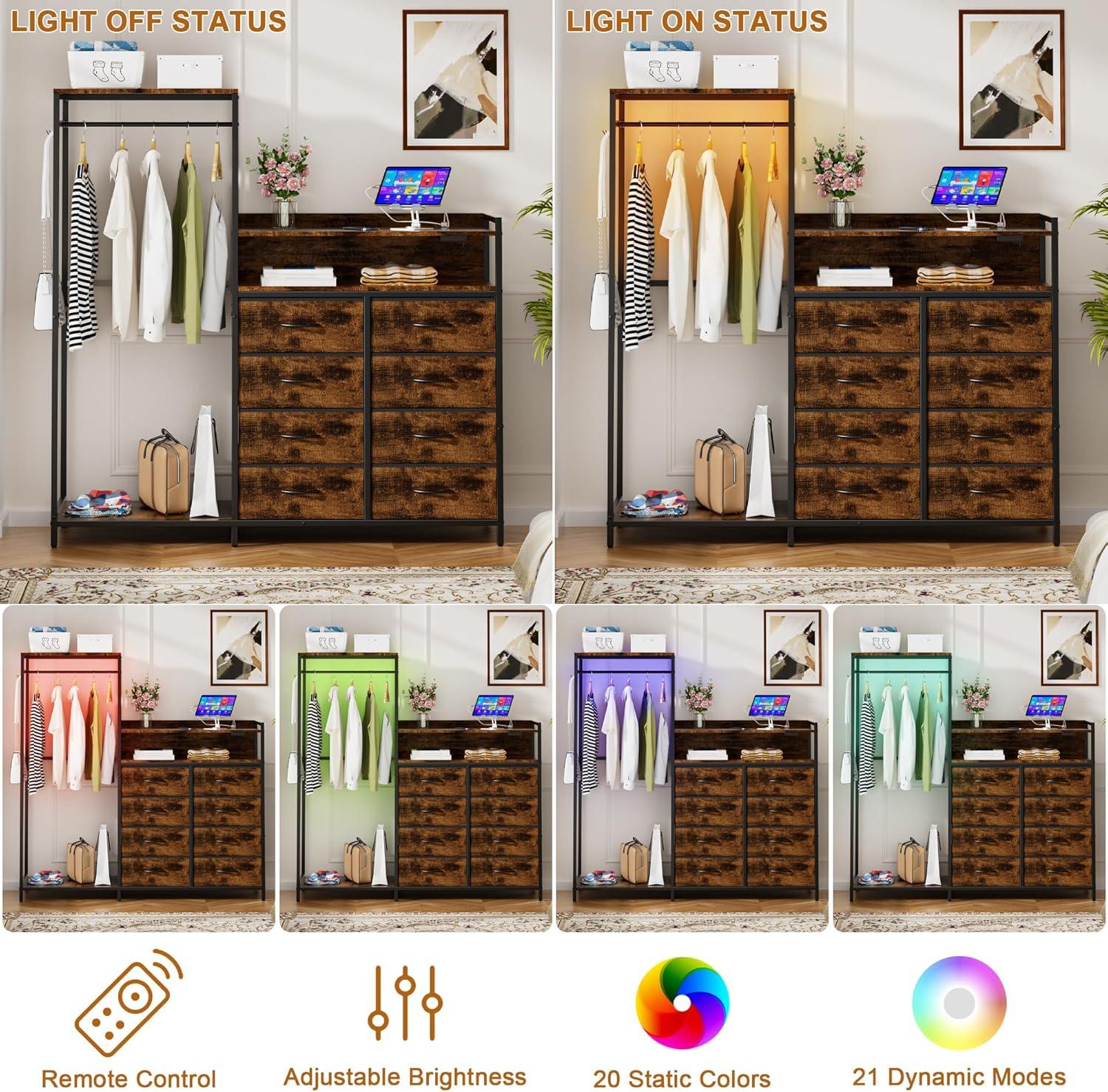 Maximizing Bedroom storage: Exploring ‌a Stylish Rack‌ with ‌Drawers & LED Lights