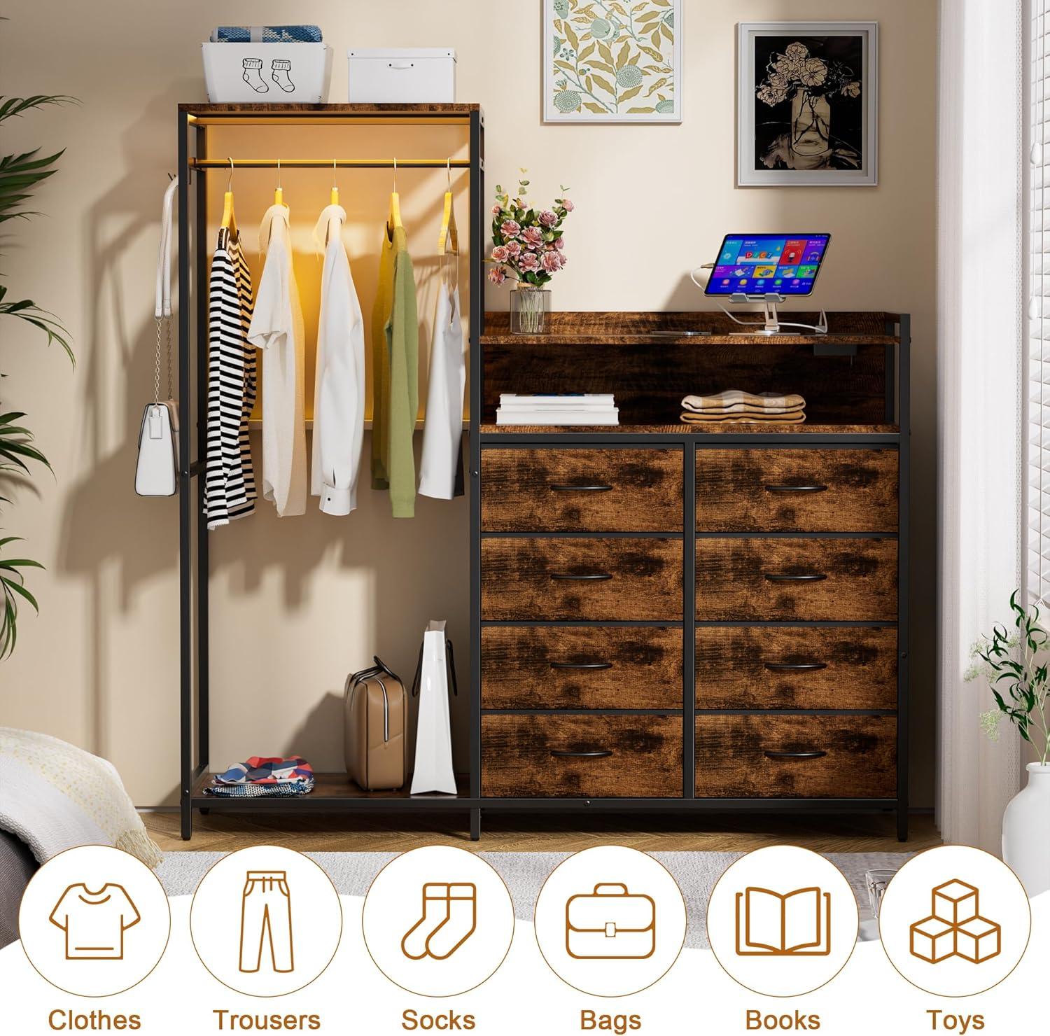 Maximizing Bedroom Storage: Exploring​ a Stylish Rack with Drawers & LED Lights