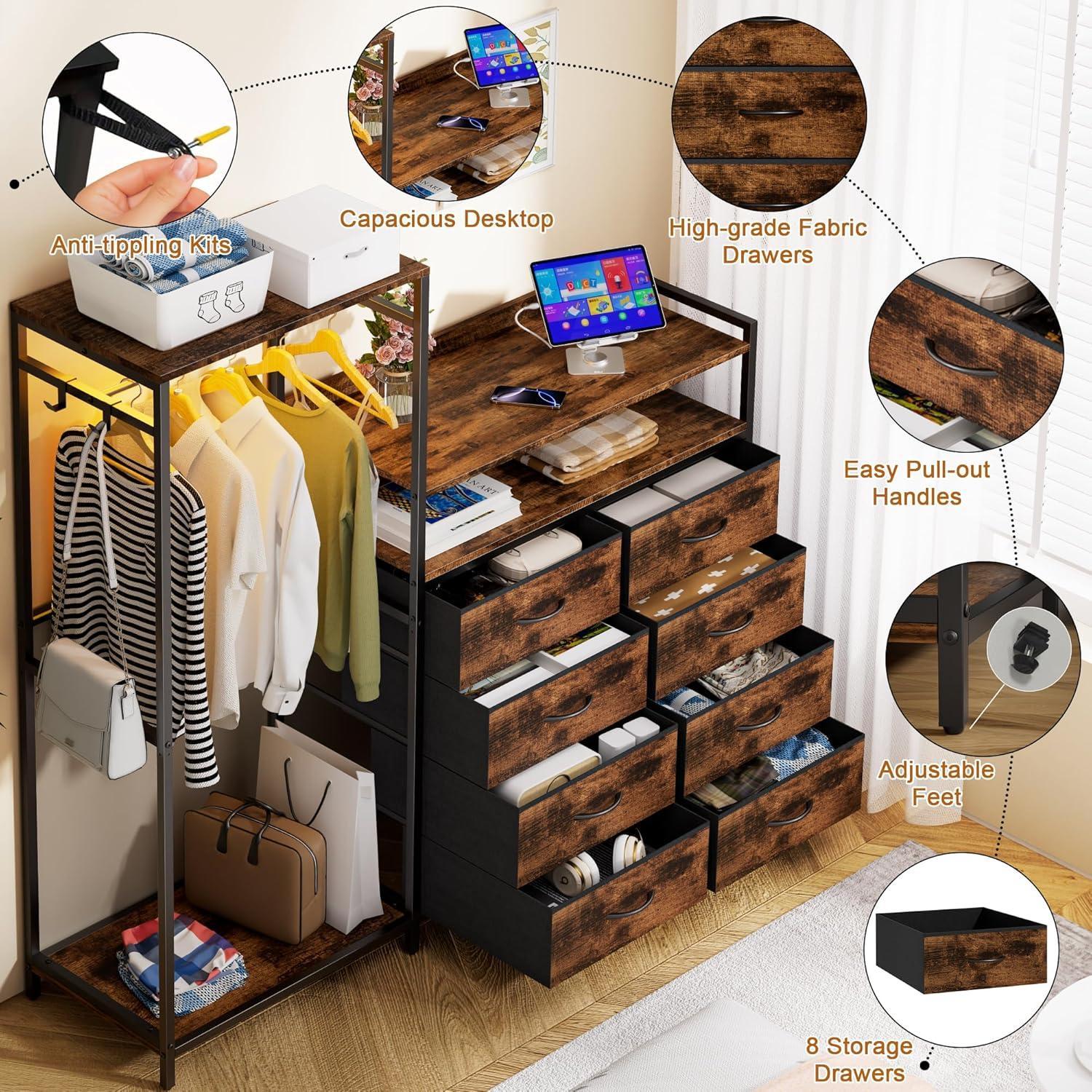 Maximizing Bedroom ⁢storage: Exploring​ a Stylish ‌Rack ⁤with drawers & LED‌ Lights