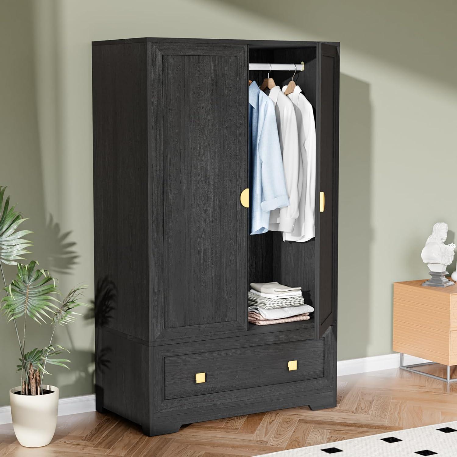 Maximizing Bedroom Storage With The Vingli Black Wood Wardrobe Armoire