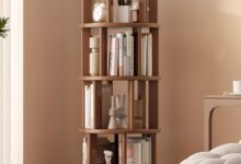 Maximizing Small Spaces With A 360 Rotating Solid Wood Bookshelf