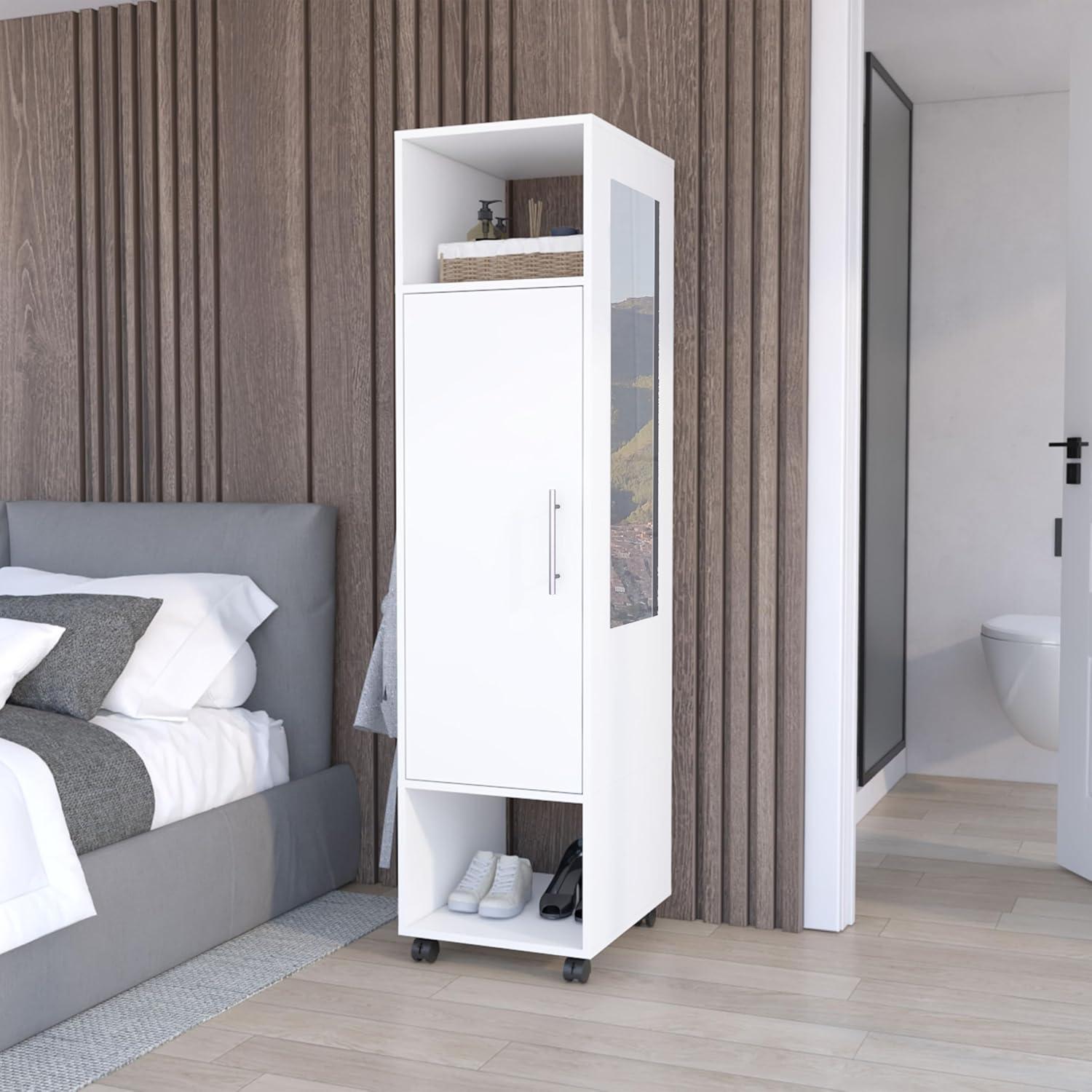 Maximizing Space And Style A Functional One Door Wardrobe With Mirror