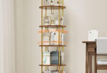 Maximizing Space And Style With A 360 Rotating 5 Tier Bookshelf 12