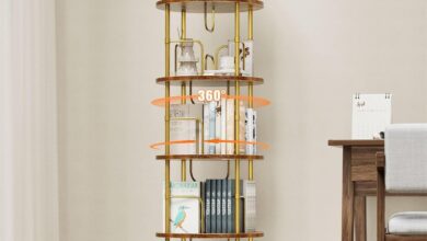 Maximizing Space And Style With A 360 Rotating 5 Tier Bookshelf 12