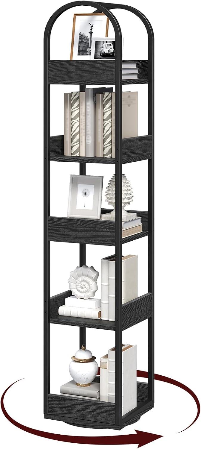 Maximizing Space And Style With A 360 Rotating 5 Tier Bookshelf