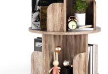 Maximizing Space And Style With A 360 Rotating Oak Grey Bookshelf