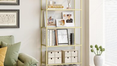 Maximizing Space And Style With A Sleek 6 Tier Glass Bookshelf