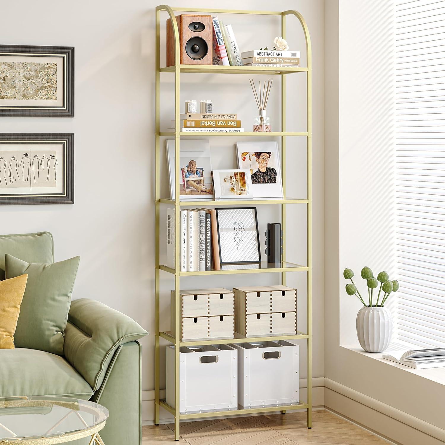Maximizing Space And Style With A Sleek 6 Tier Glass Bookshelf