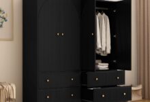 Maximizing Space And Style With The Orrd Black Freestanding Armoire Set