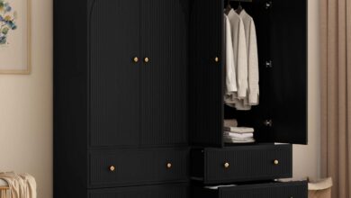 Maximizing Space And Style With The Orrd Black Freestanding Armoire Set