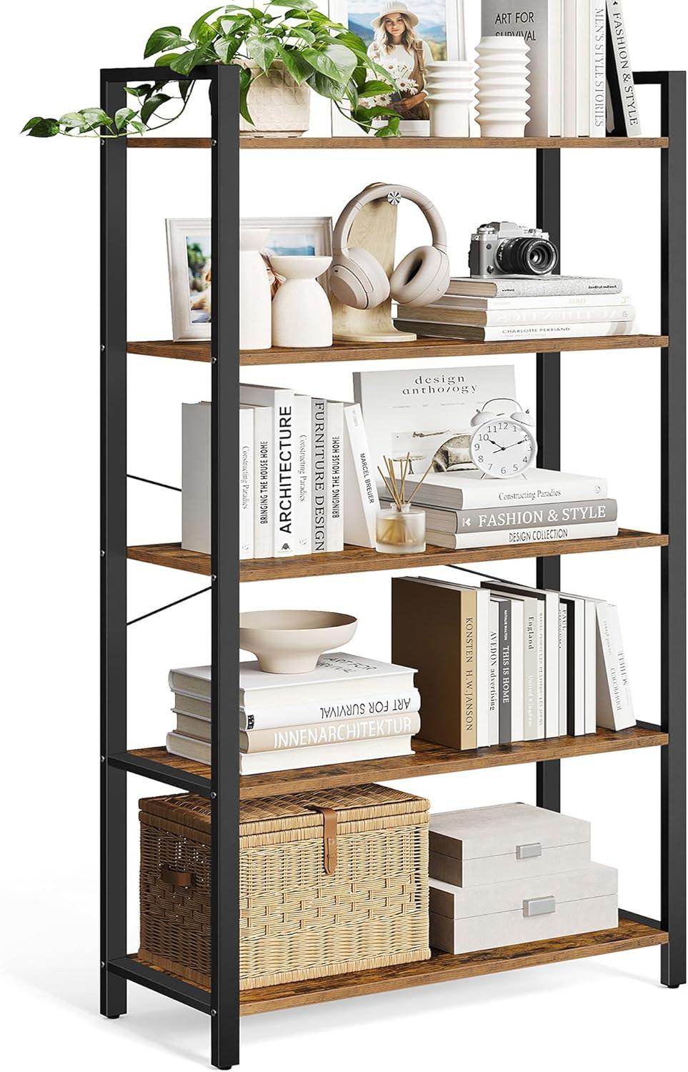 Maximizing Space And Style With The Vasagle 5 Tier Industrial Bookshelf