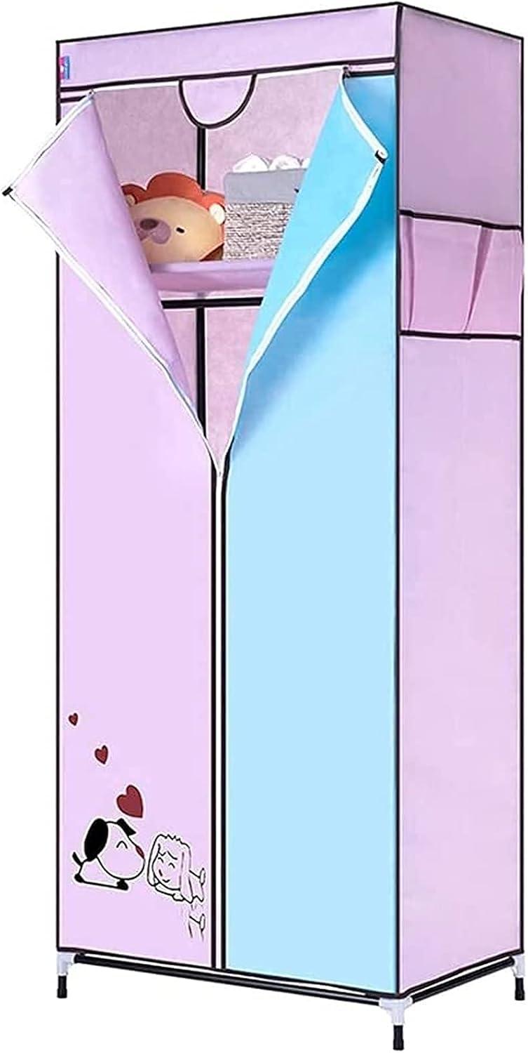 Maximizing Space With A Portable Wardrobe Featuring Metal Shelves And Rods