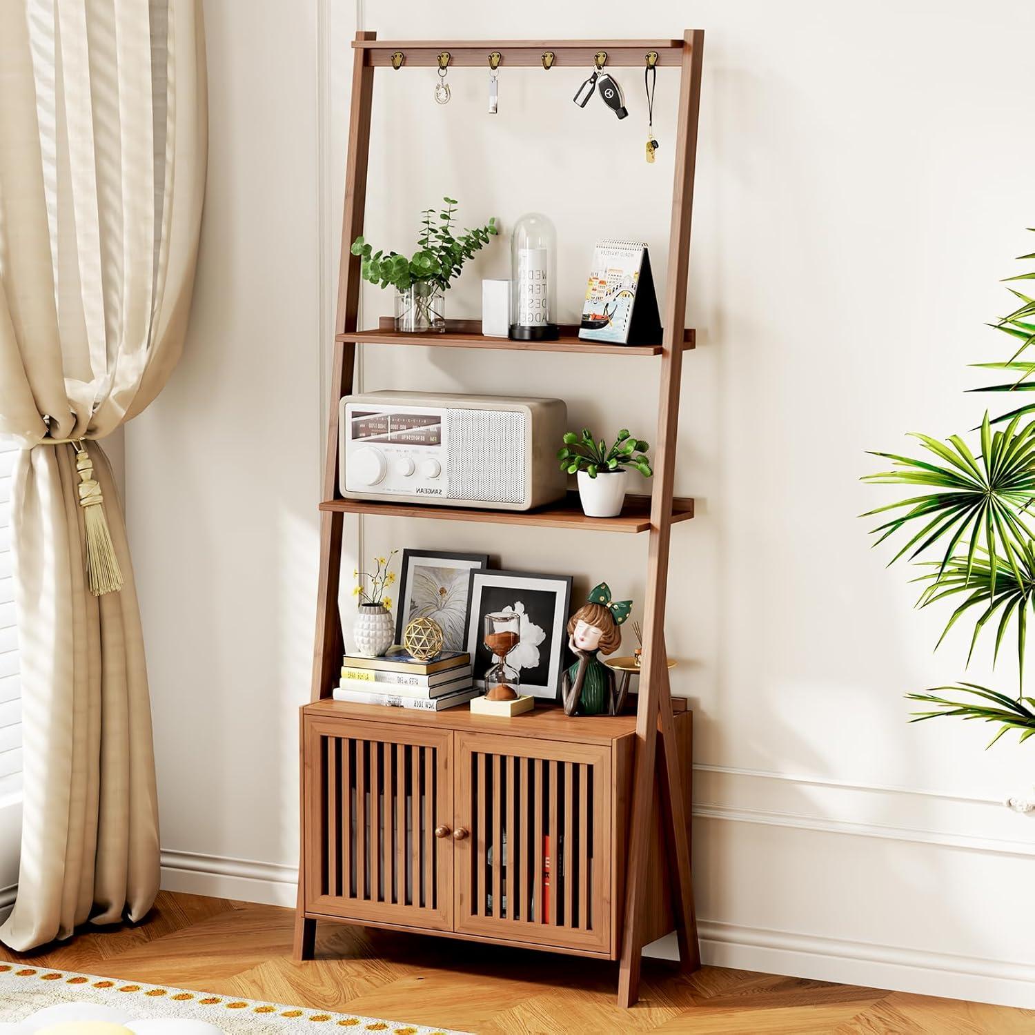 Maximizing Space With A Stylish 4 Tier Bamboo Bookshelf Ladder