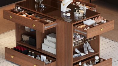 Maximizing Style And Storage With The Merax Walnut Closet Island