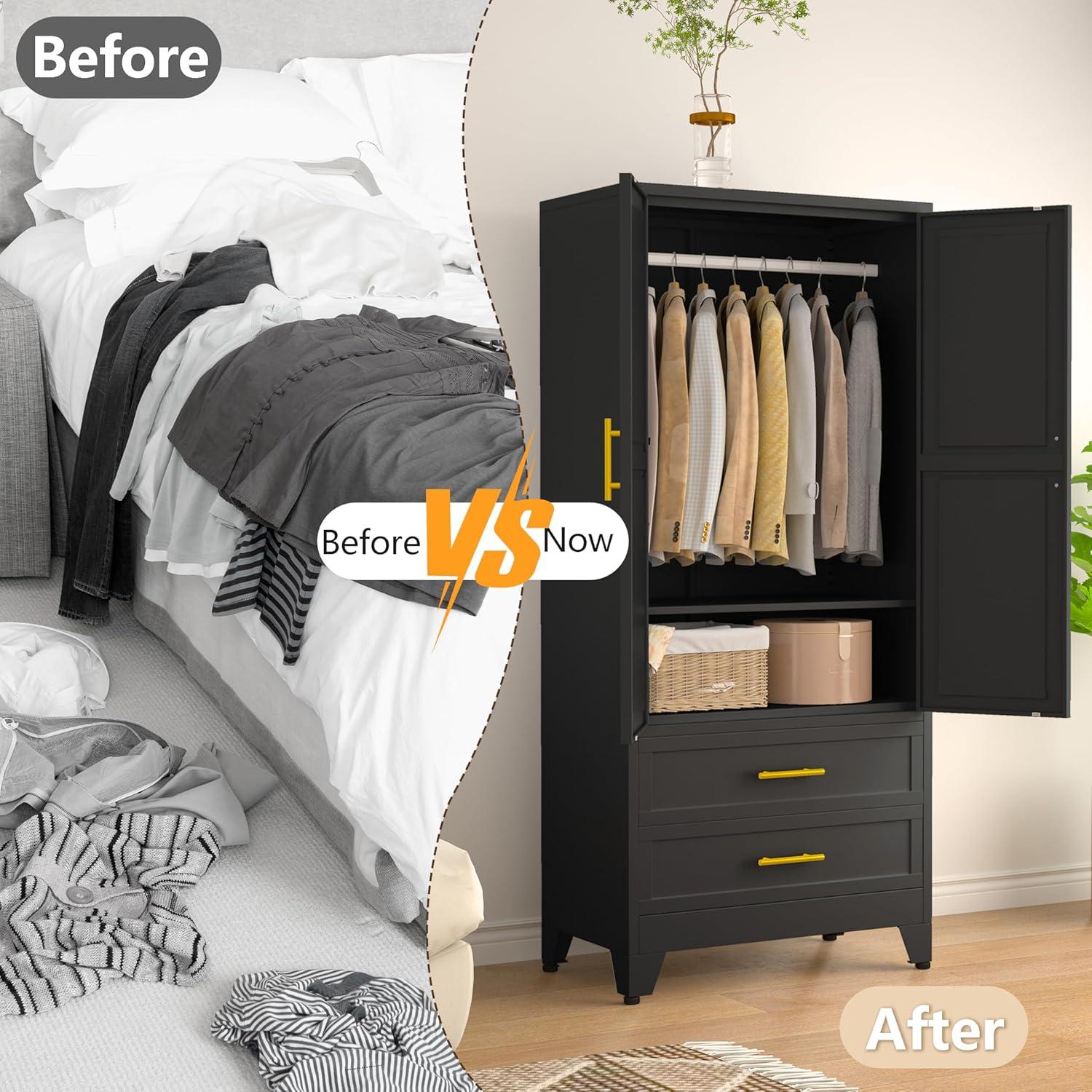 Metal ‍Armoire 71'' ⁢Wardrobe⁣ cabinet for ⁣your hallway