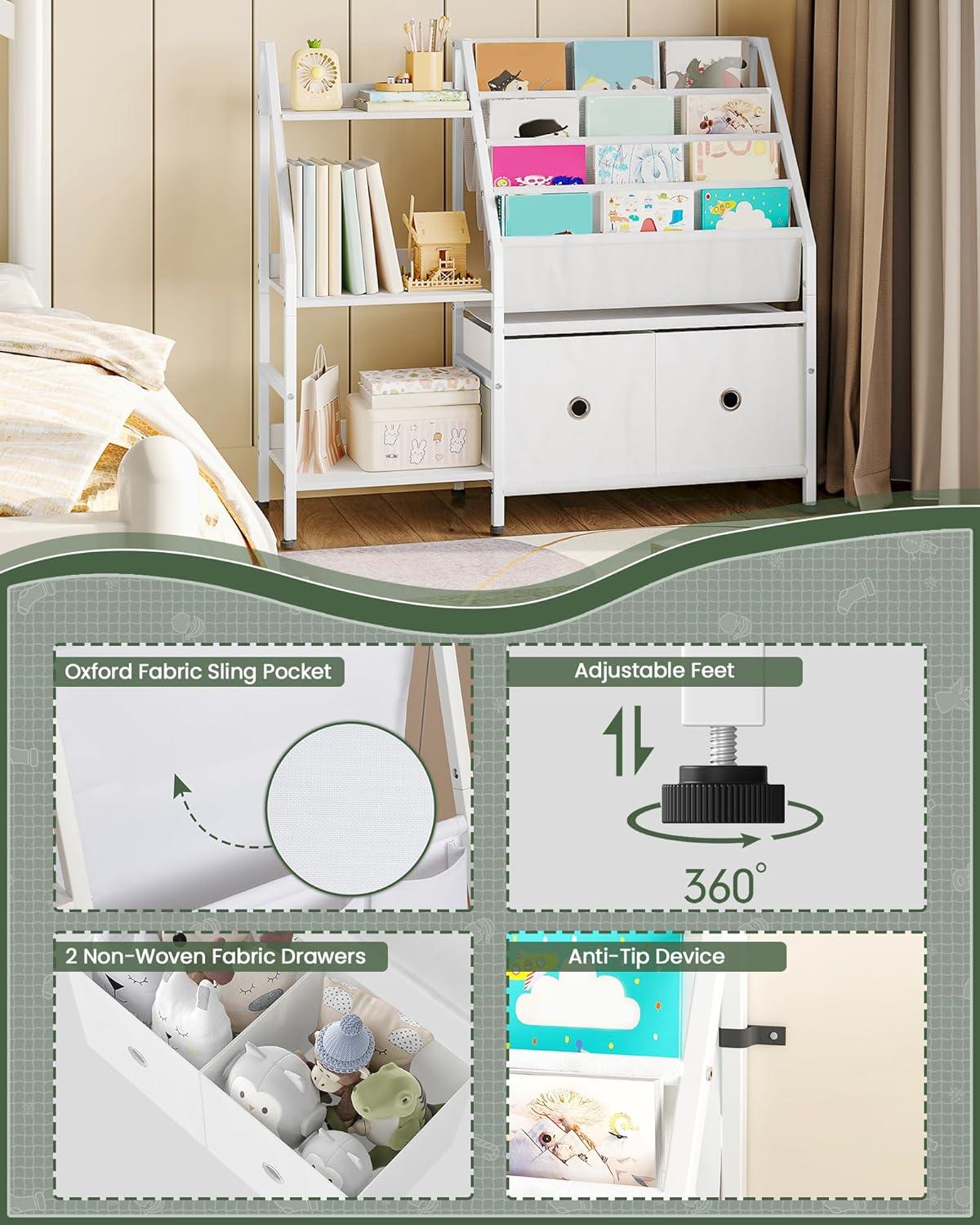 Organizing Kids' Books‌ and Toys with a Stylish 3-Tier Sling Shelf