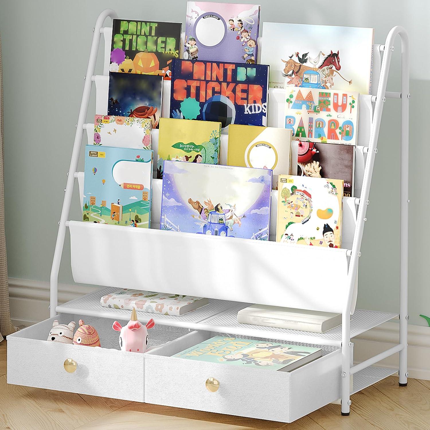 Organizing Kids Spaces With A Stylish 4 Tier Bookshelf And Storage Drawers