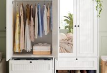 Organizing Made Simple Exploring The Ipormis Wood Armoire Wardrobe With Mirror