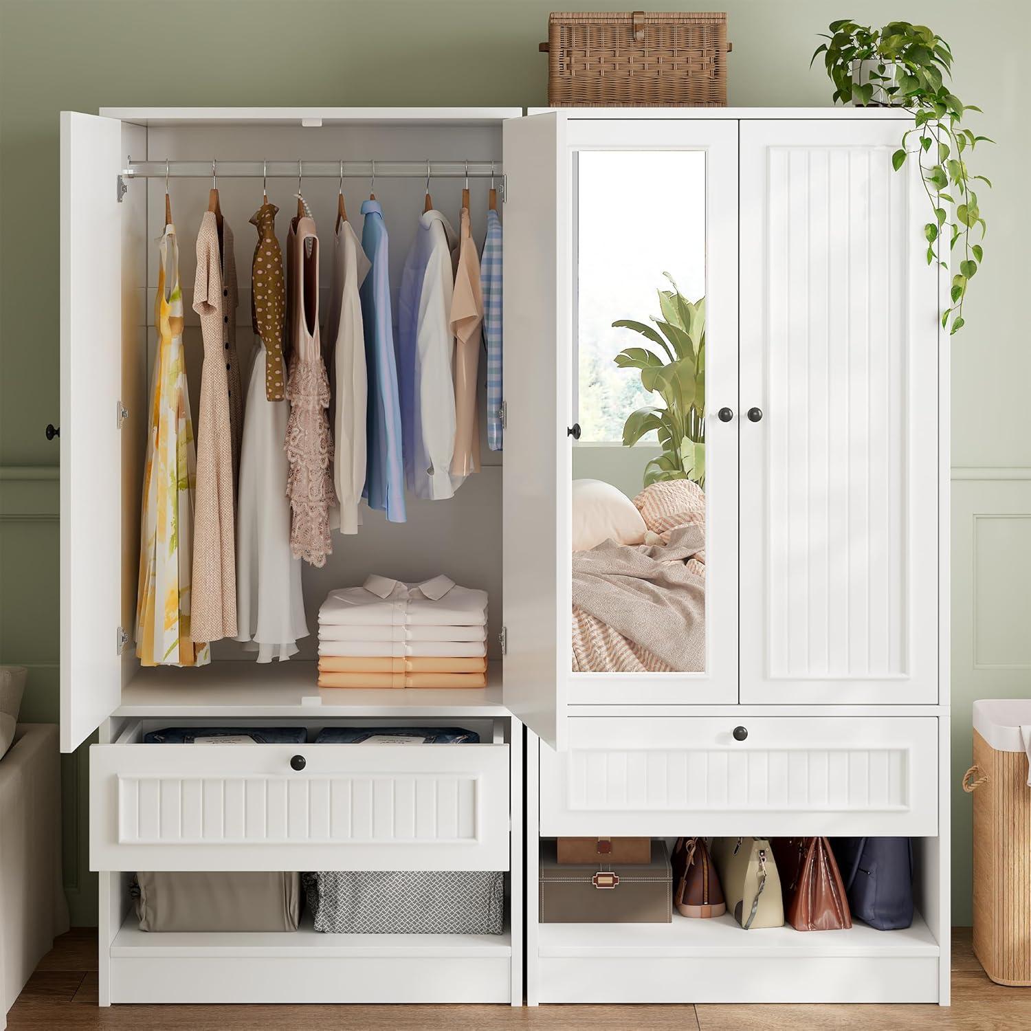 Organizing Made Simple Exploring The Ipormis Wood Armoire Wardrobe With Mirror