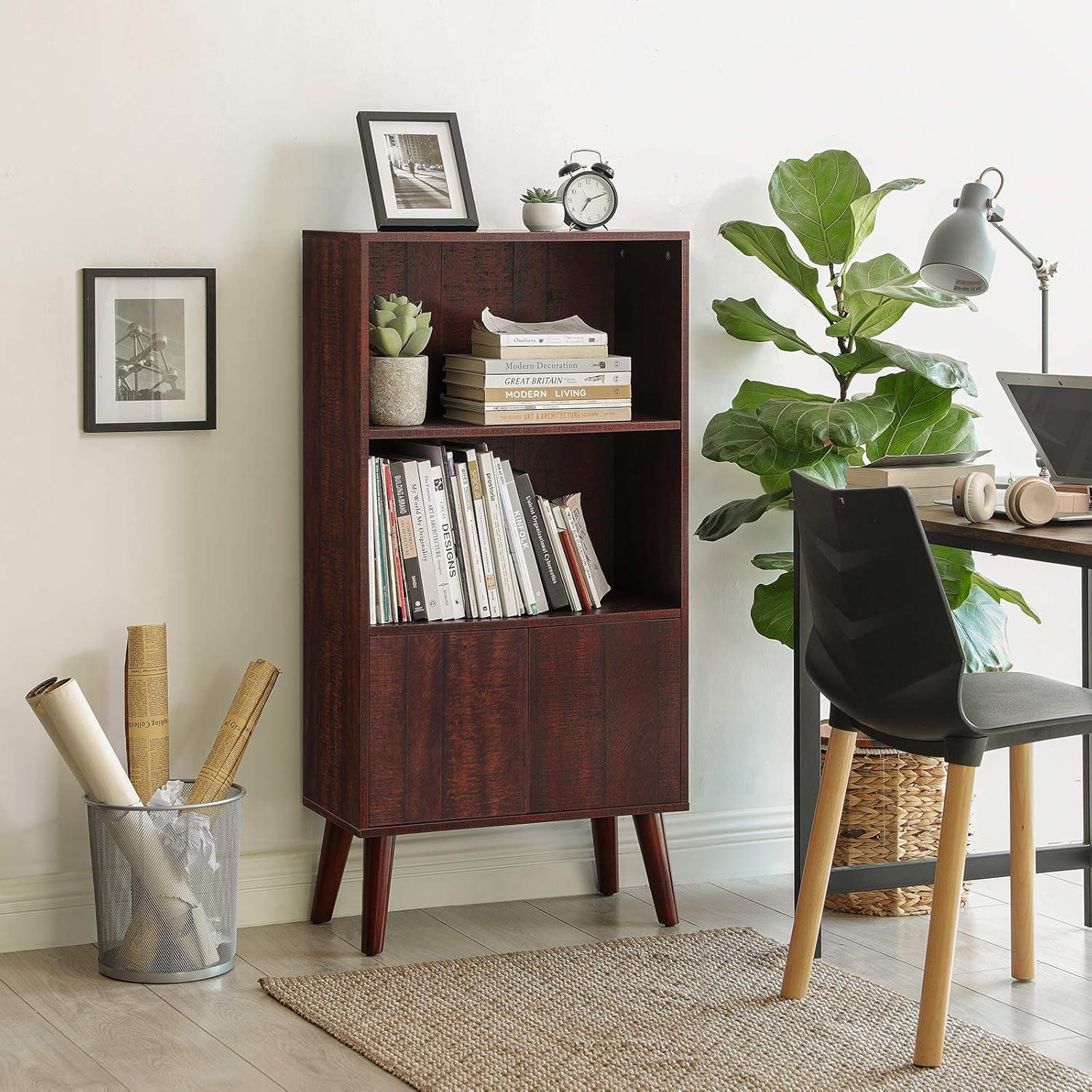 Rediscover Mid-Century Charm with VASAGLE's walnut 2-Tier Bookcase