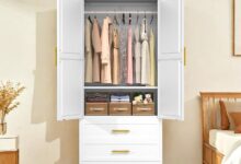 Smart And Sturdy Exploring The White 71 Metal Armoire For Compact Living
