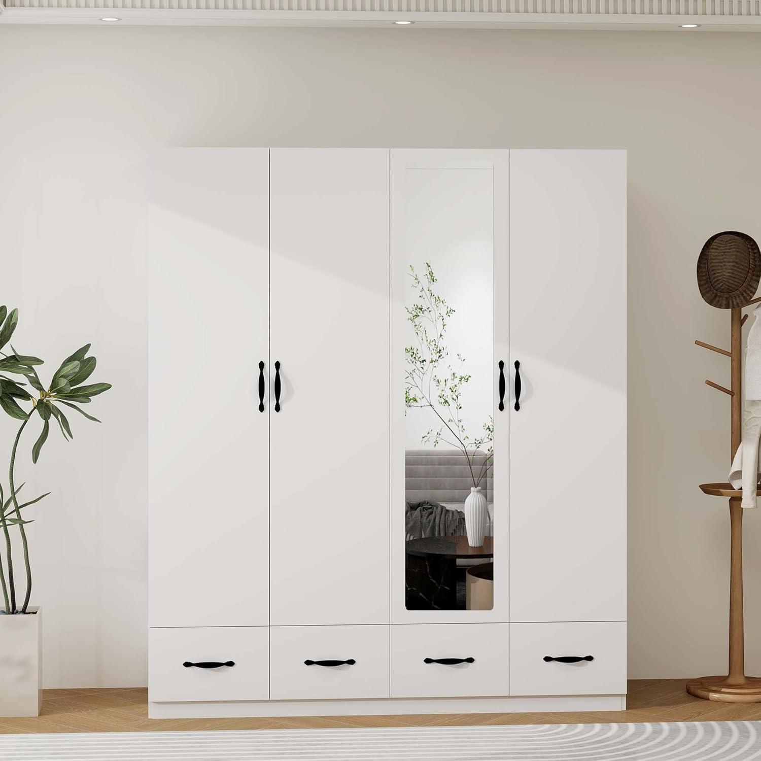 Spacious And Sleek Exploring The White Wardrobe Closet With Mirror