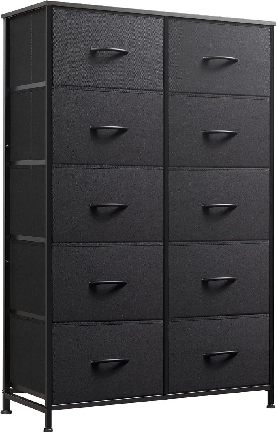 Spacious & ‌Sturdy: Exploring the WLIVE Tall Black Dresser‌ with 10 Drawers