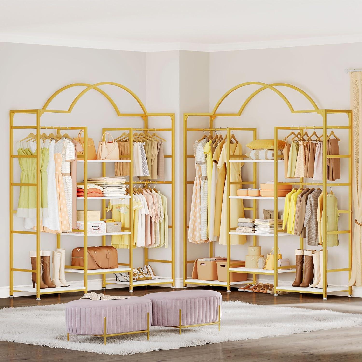 Spacious & Stylish: Exploring the ​DWVO Heavy Duty​ Gold Clothes Rack