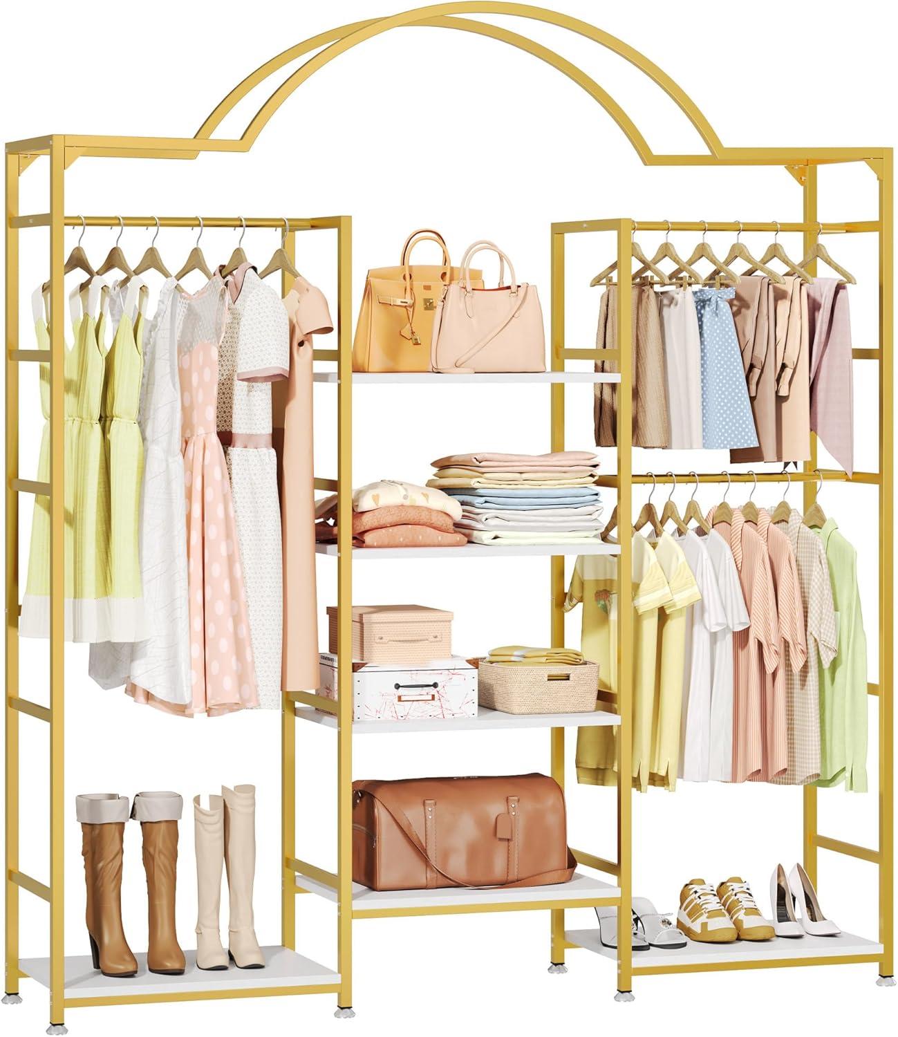 Spacious & Stylish: Exploring the DWVO Heavy Duty Gold Clothes Rack