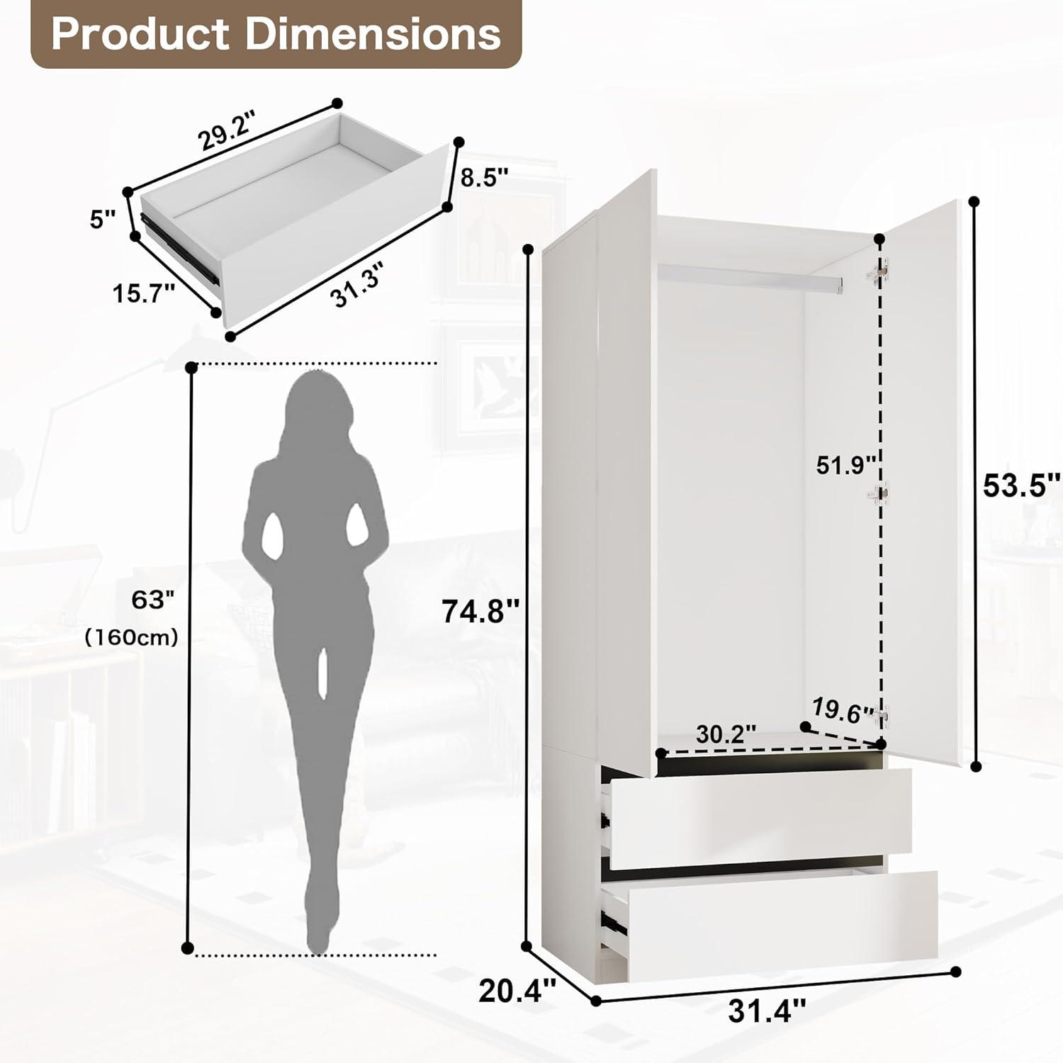 Spacious & Stylish: Exploring the White Armoire Wardrobe Closet's Features