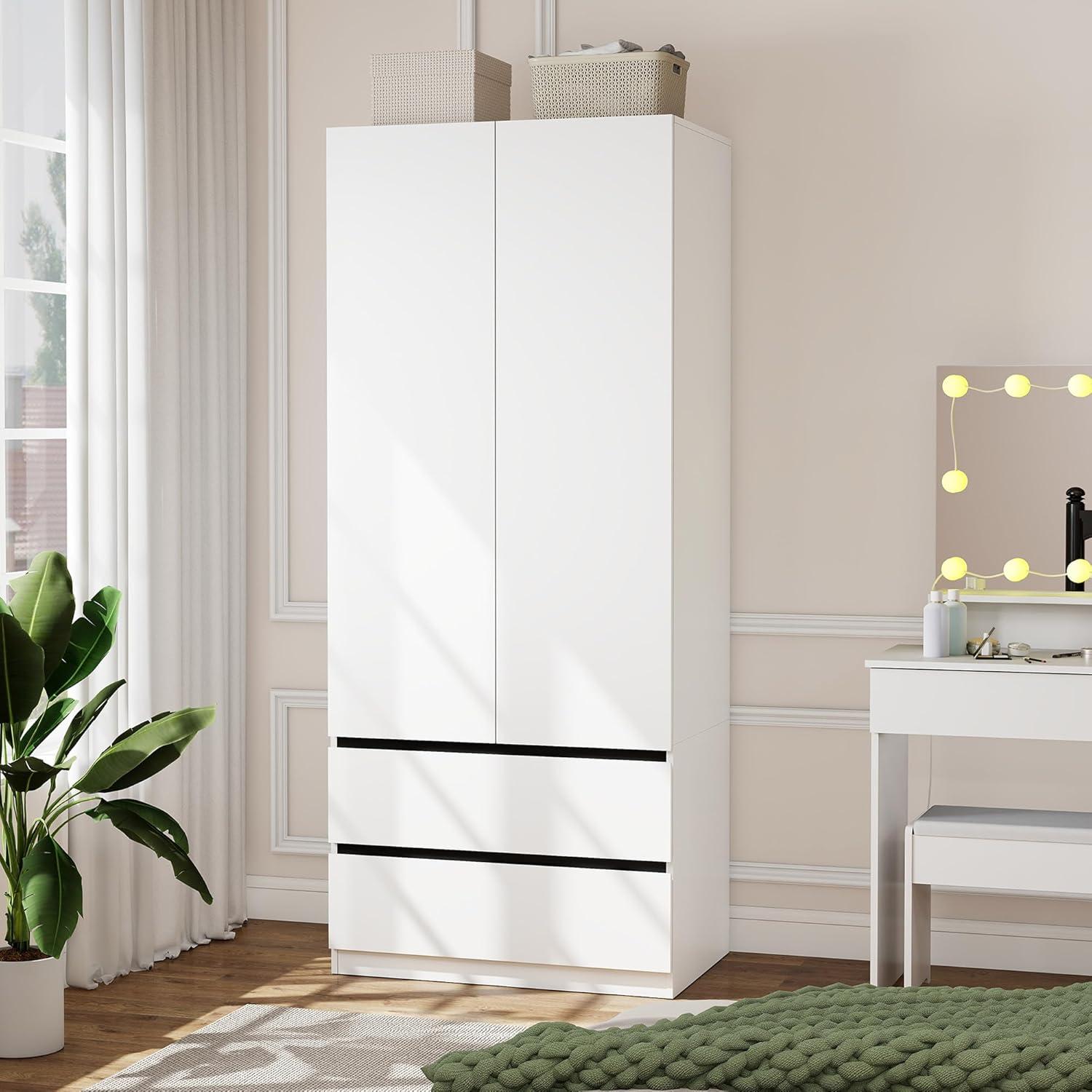 Spacious & Stylish: Exploring the White Armoire Wardrobe Closet's Features