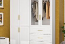 Spacious White Wardrobe With Glass Doors A Blend Of Style And Function