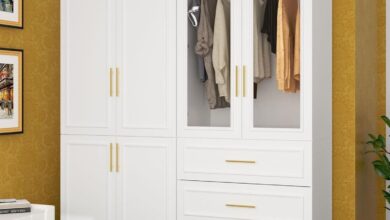 Spacious White Wardrobe With Glass Doors A Blend Of Style And Function