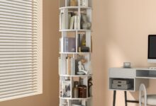 Spinning Style And Space Exploring A Sleek 6 Tier Wood Bookshelf