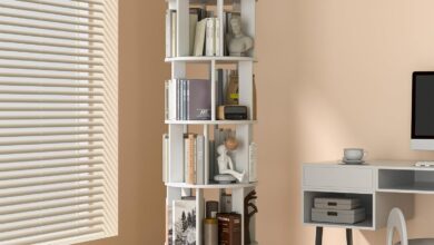 Spinning Style And Space Exploring A Sleek 6 Tier Wood Bookshelf