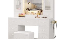 Streamlining Glamour Exploring The Ironck Vanity Desk With Led Lights And Storage