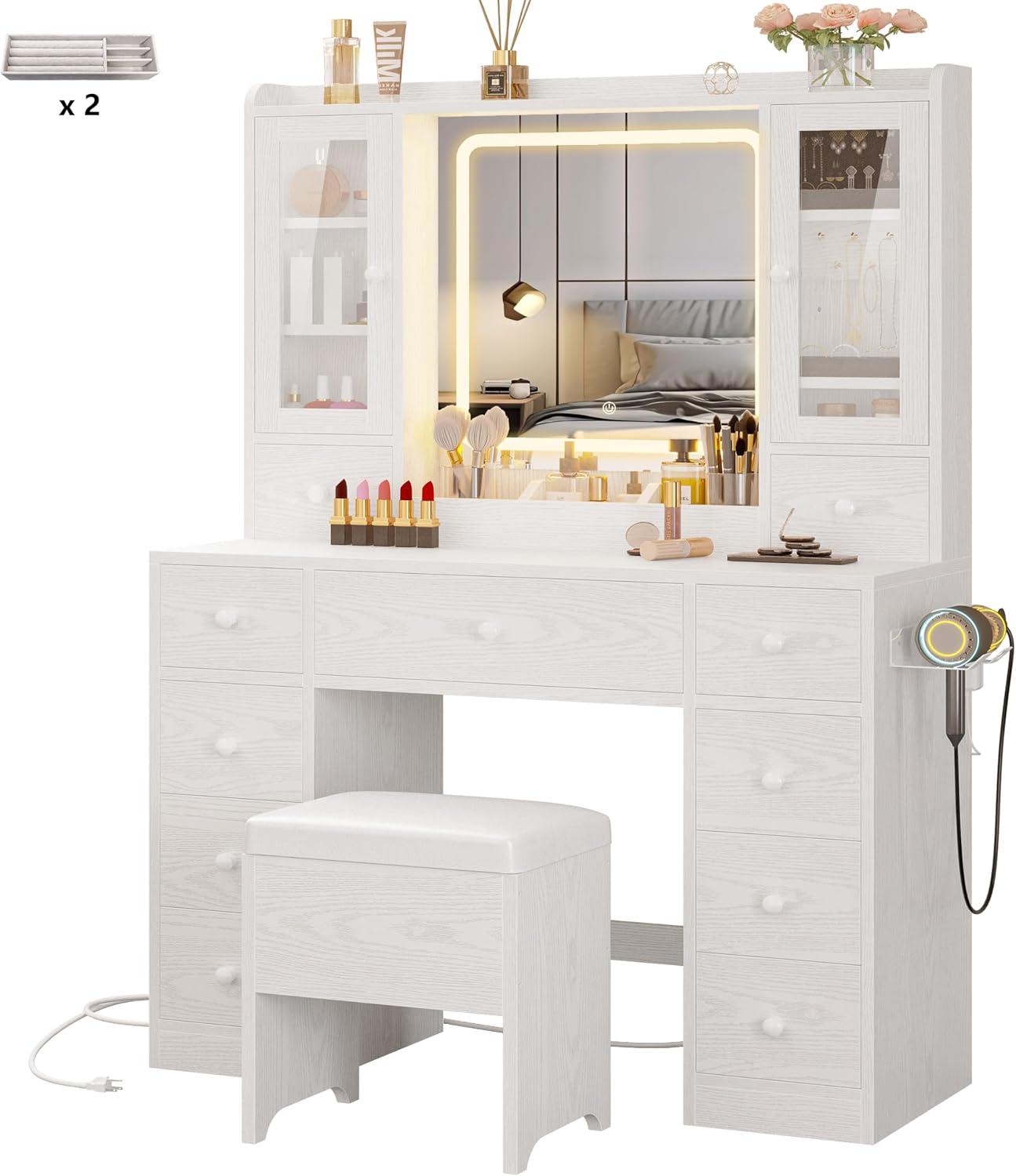 Streamlining Glamour Exploring The Ironck Vanity Desk With Led Lights And Storage