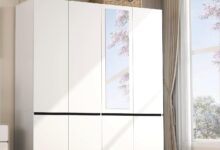 Stylish Storage And Mirror Function Combined In A Modern White Armoire