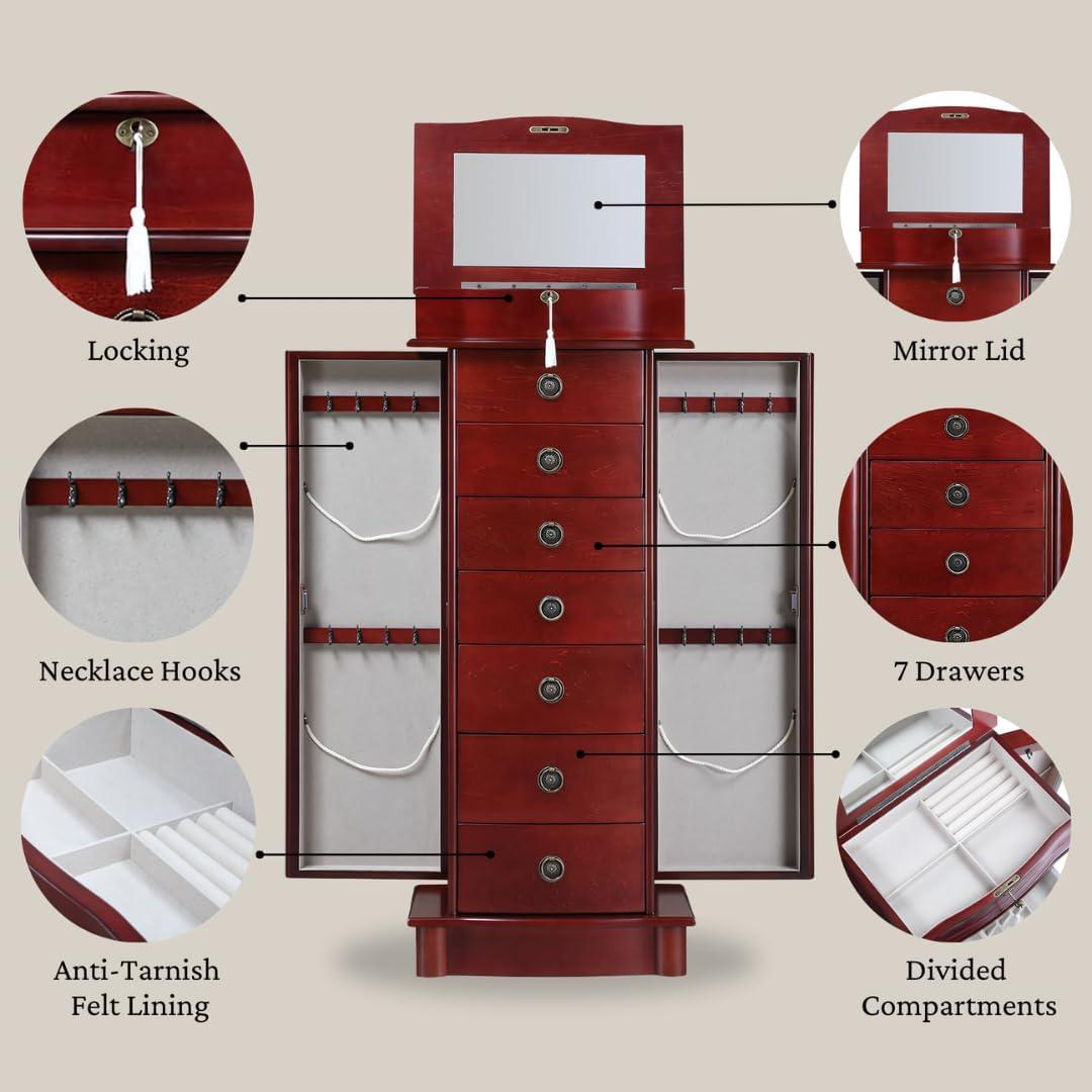 Unlocking Elegance:⁤ Exploring the North​ 7-Drawer Jewelry ⁢Armoire's Charm