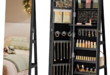 Unlocking Style And Space Exploring The Songmics Swivel Mirror Jewelry Cabinet